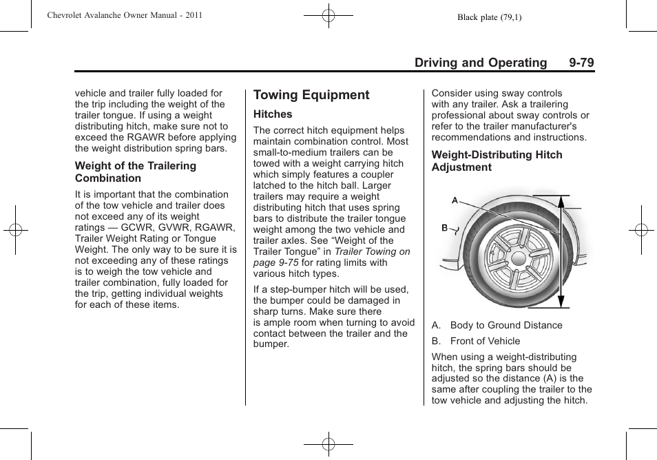 Towing equipment, Towing equipment -79 | CHEVROLET 2011 Avalanche User Manual | Page 347 / 508
