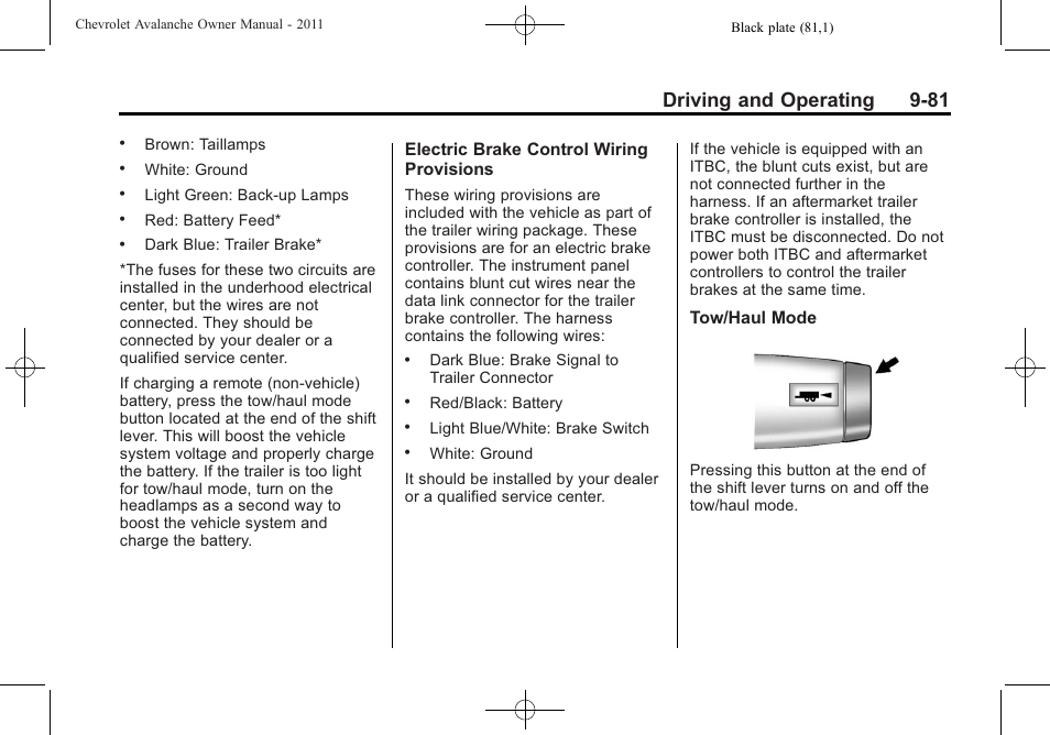 Driving and operating 9-81 | CHEVROLET 2011 Avalanche User Manual | Page 349 / 508