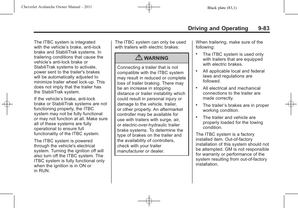 Driving and operating 9-83 | CHEVROLET 2011 Avalanche User Manual | Page 351 / 508