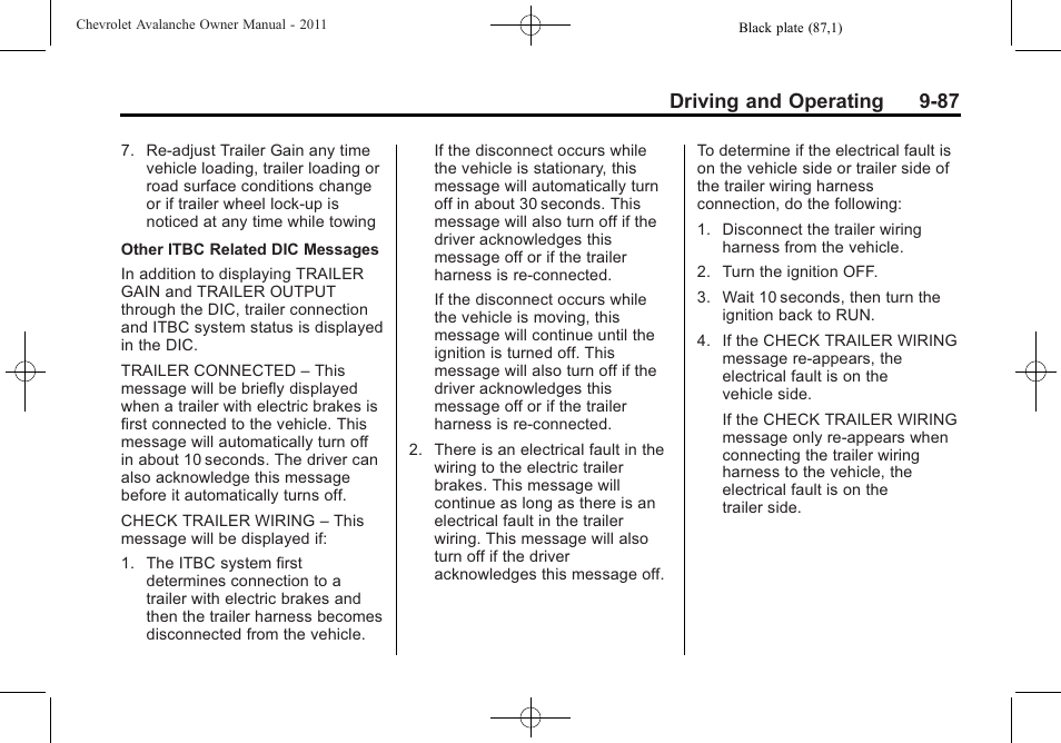 Driving and operating 9-87 | CHEVROLET 2011 Avalanche User Manual | Page 355 / 508