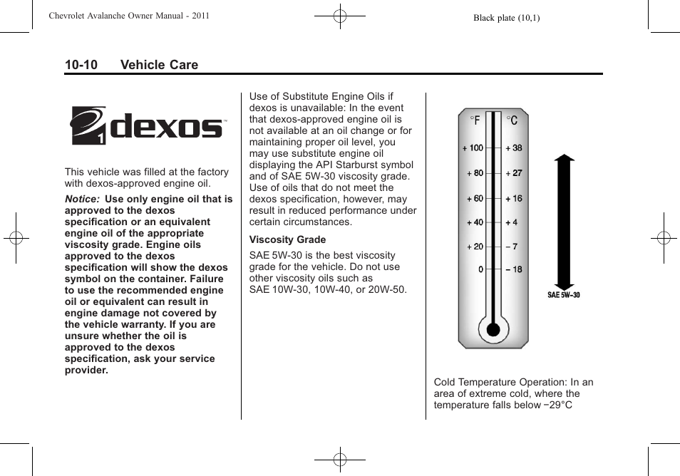 10 vehicle care | CHEVROLET 2011 Avalanche User Manual | Page 366 / 508
