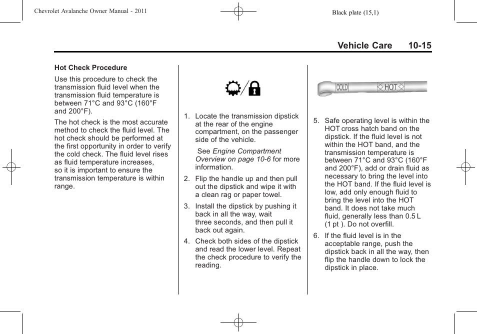 Vehicle care 10-15 | CHEVROLET 2011 Avalanche User Manual | Page 371 / 508