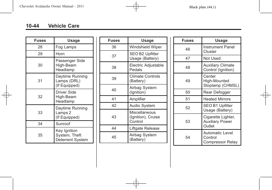 44 vehicle care | CHEVROLET 2011 Avalanche User Manual | Page 400 / 508