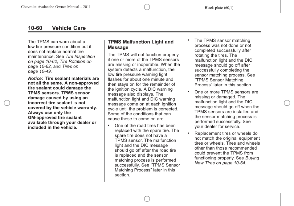 60 vehicle care | CHEVROLET 2011 Avalanche User Manual | Page 416 / 508
