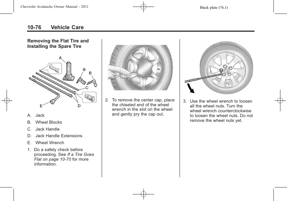76 vehicle care | CHEVROLET 2011 Avalanche User Manual | Page 432 / 508
