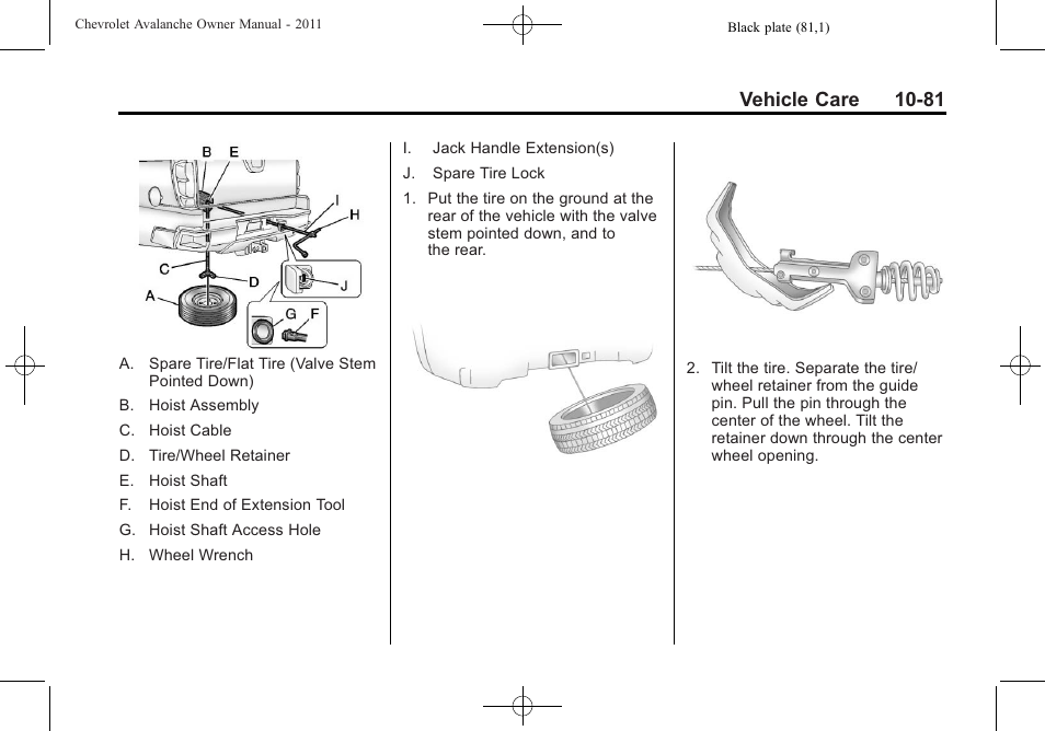 Vehicle care 10-81 | CHEVROLET 2011 Avalanche User Manual | Page 437 / 508