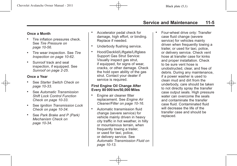 Service and maintenance 11-5 | CHEVROLET 2011 Avalanche User Manual | Page 465 / 508