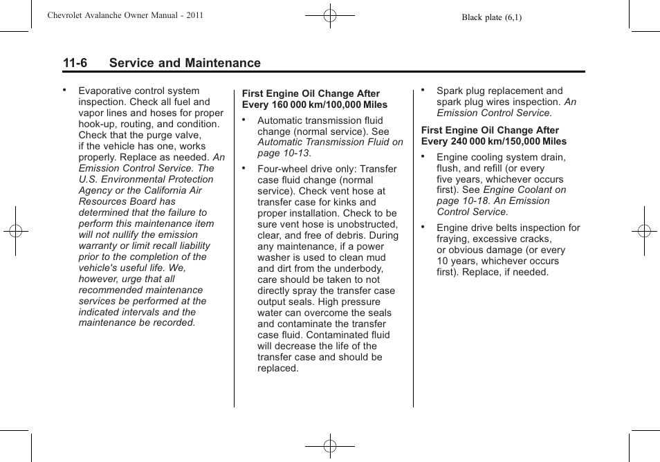 6 service and maintenance | CHEVROLET 2011 Avalanche User Manual | Page 466 / 508