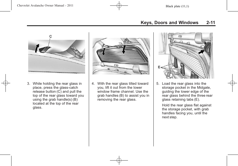 Keys, doors and windows 2-11 | CHEVROLET 2011 Avalanche User Manual | Page 47 / 508