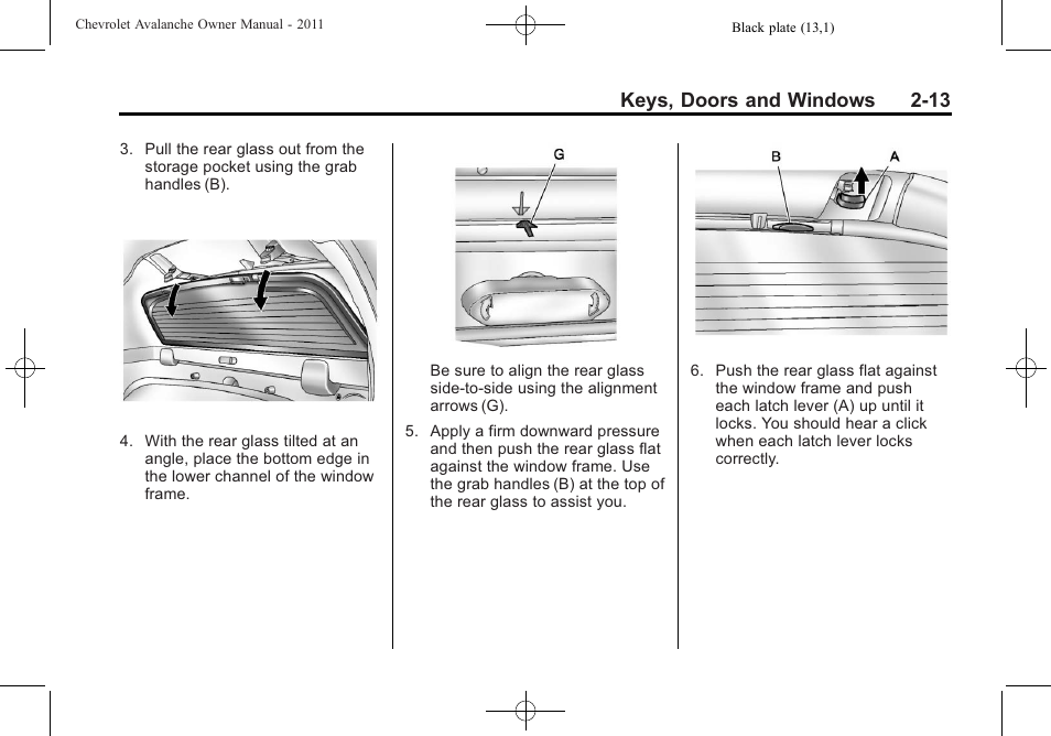 Keys, doors and windows 2-13 | CHEVROLET 2011 Avalanche User Manual | Page 49 / 508