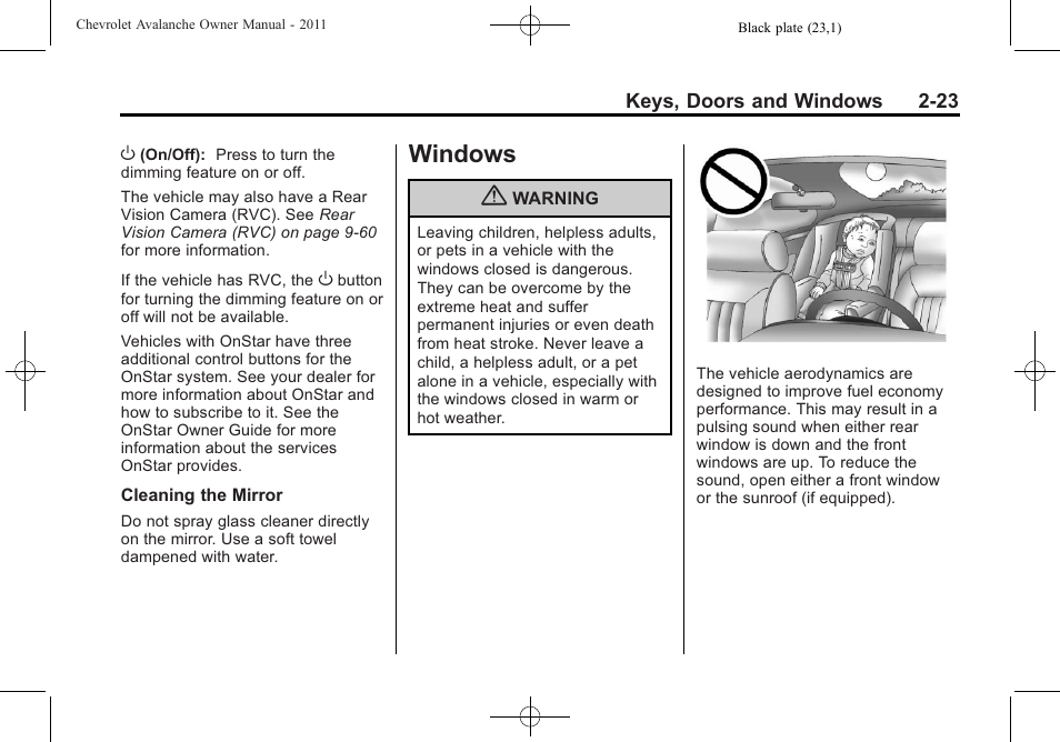 Windows, Windows -23, Universal | CHEVROLET 2011 Avalanche User Manual | Page 59 / 508