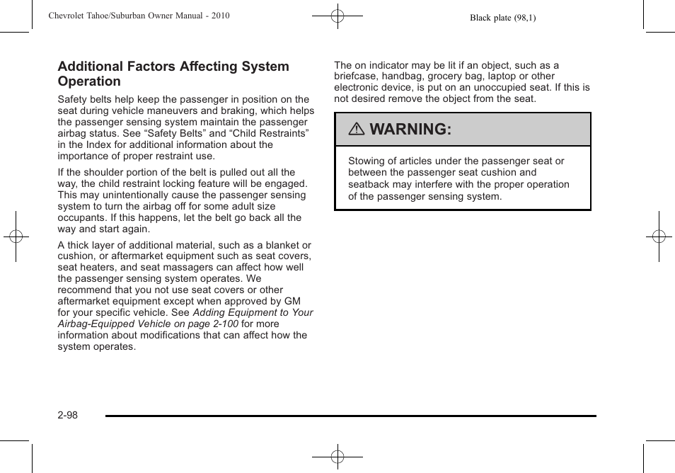 Warning | CHEVROLET 2010 Suburban User Manual | Page 136 / 614