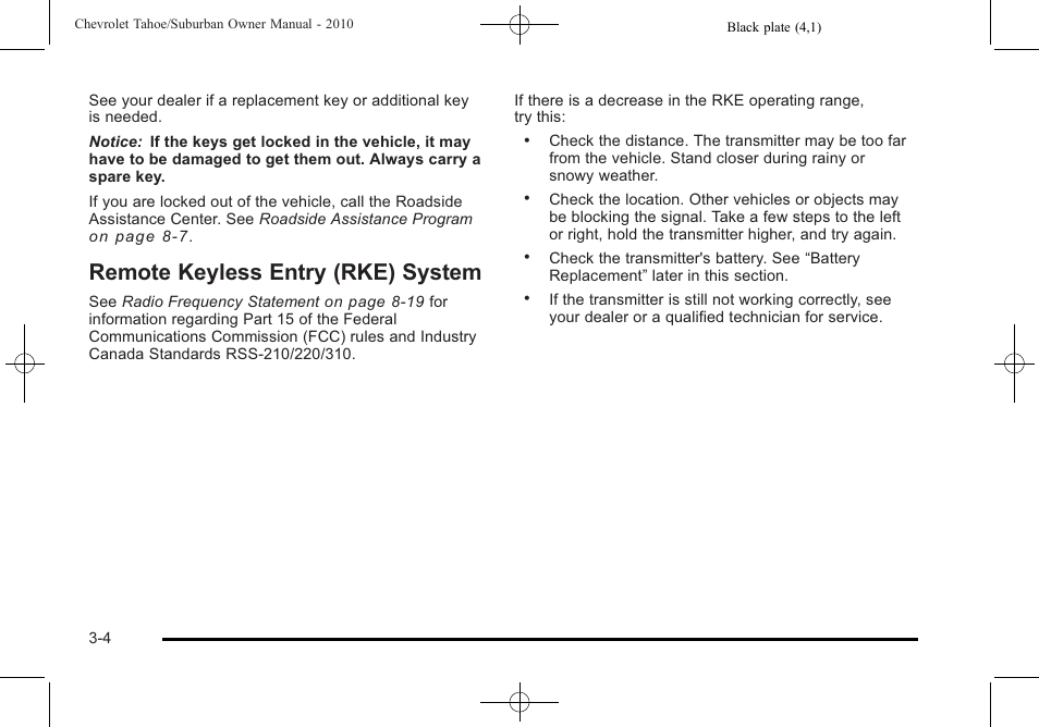 Remote keyless entry (rke) system, Remote keyless entry (rke) system -4 | CHEVROLET 2010 Suburban User Manual | Page 144 / 614