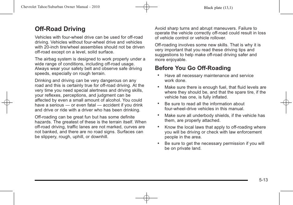 Off-road driving, Off-road driving -13, Autoride | Before you go off-roading | CHEVROLET 2010 Suburban User Manual | Page 377 / 614