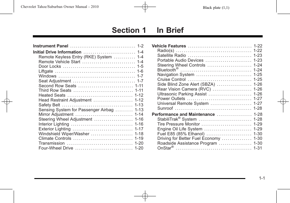 In brief, In brief -1 | CHEVROLET 2010 Suburban User Manual | Page 7 / 614