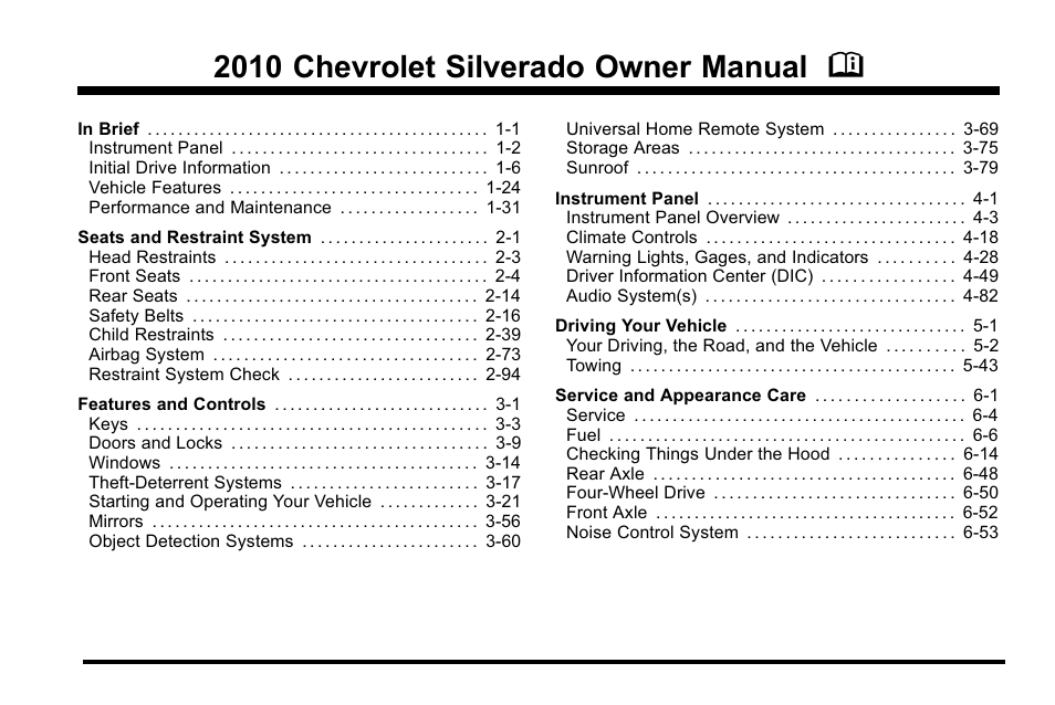 CHEVROLET 2010 Silverado User Manual | 626 pages