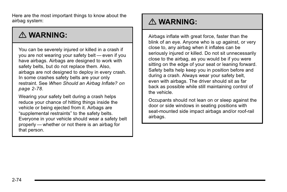 Warning | CHEVROLET 2010 Silverado User Manual | Page 116 / 626