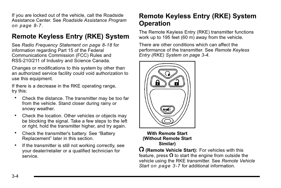 Remote keyless entry (rke) system, Remote keyless entry (rke) system operation, Operation -4 | CHEVROLET 2010 Silverado User Manual | Page 142 / 626