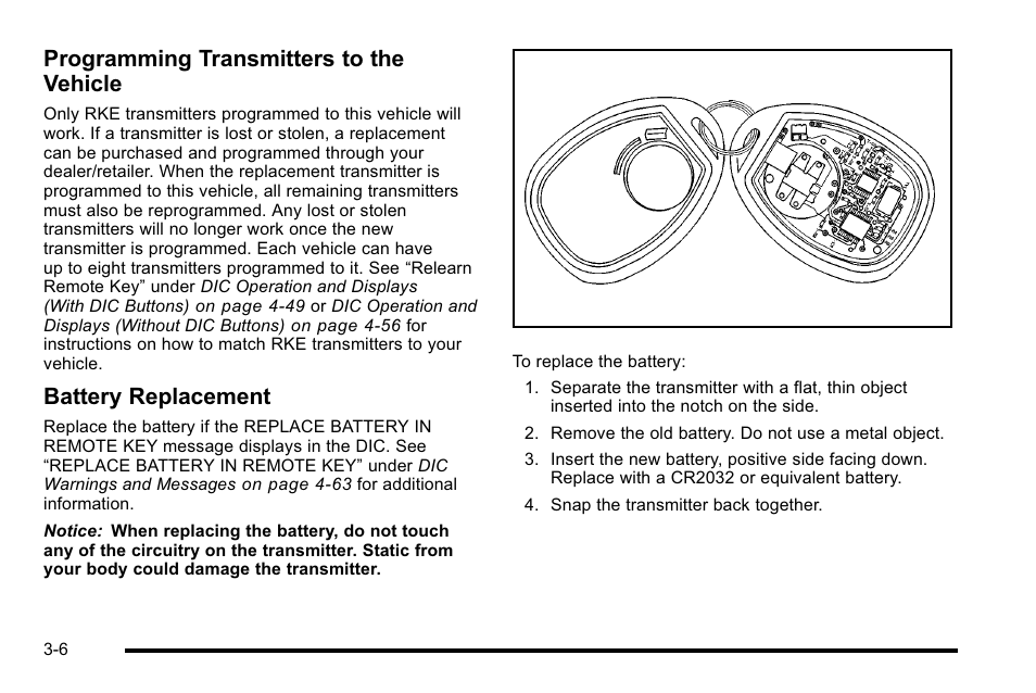 Programming transmitters to the vehicle, Battery replacement | CHEVROLET 2010 Silverado User Manual | Page 144 / 626