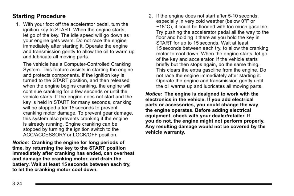 Starting procedure | CHEVROLET 2010 Silverado User Manual | Page 162 / 626