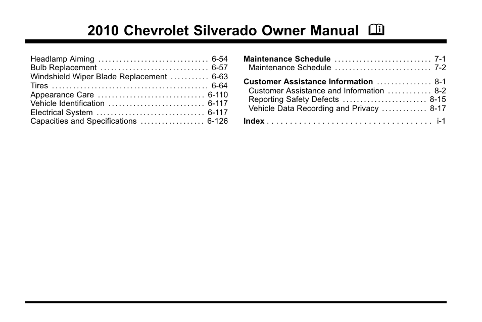 2010 chevrolet silverado owner manual m | CHEVROLET 2010 Silverado User Manual | Page 2 / 626