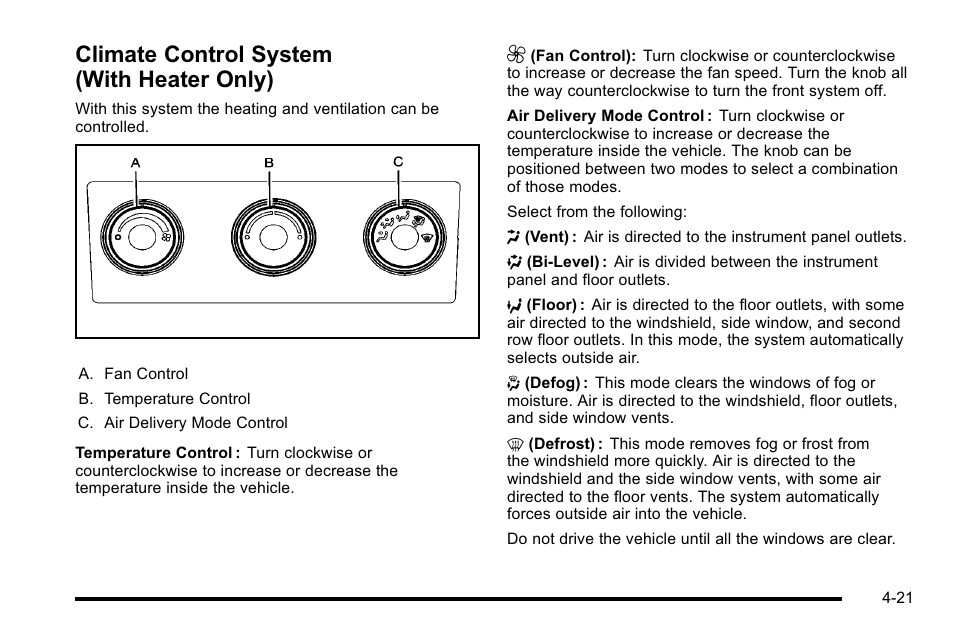 Climate control system (with heater only), Climate control system (with heater only) -21 | CHEVROLET 2010 Silverado User Manual | Page 241 / 626
