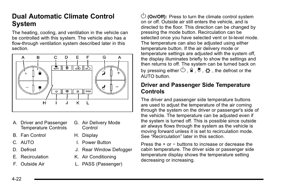 Dual automatic climate control system, Dual automatic climate control system -22 | CHEVROLET 2010 Silverado User Manual | Page 242 / 626