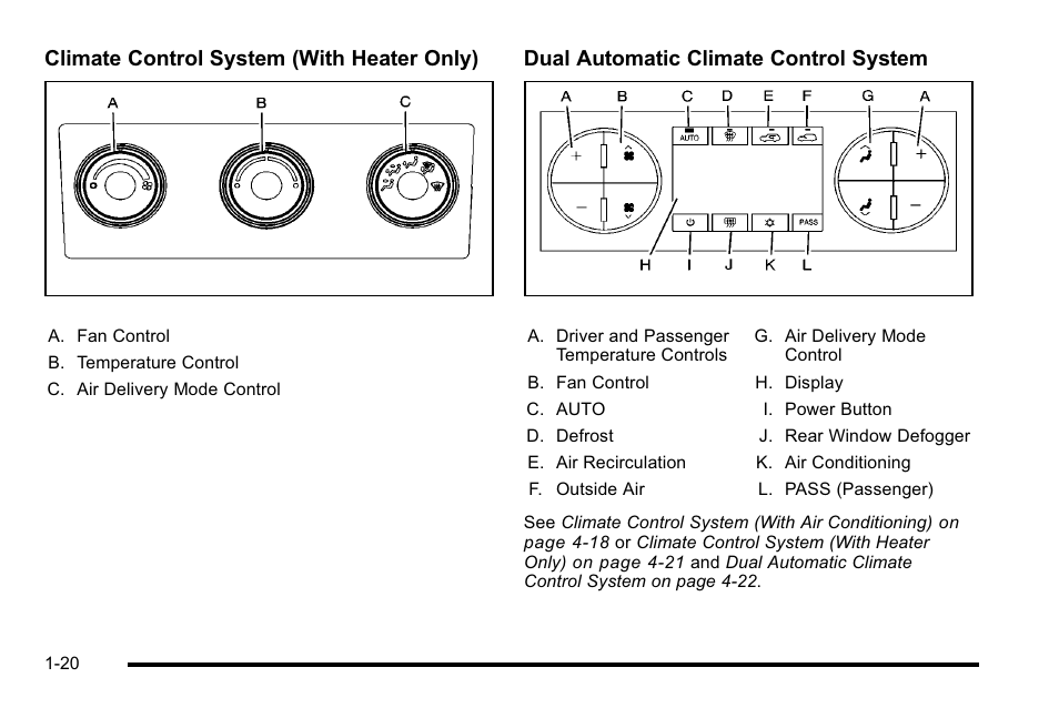 Climate control system (with heater only), Dual automatic climate control system | CHEVROLET 2010 Silverado User Manual | Page 26 / 626