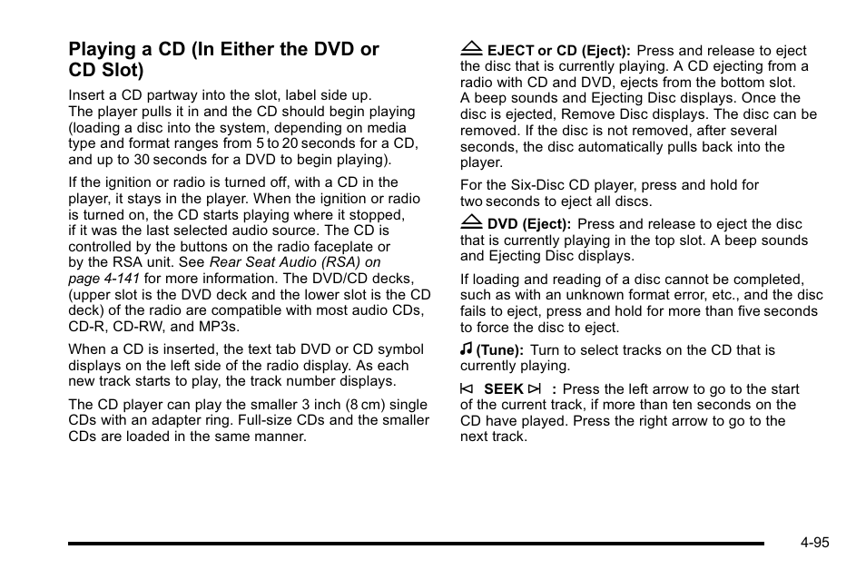 Playing a cd (in either the dvd or cd slot) | CHEVROLET 2010 Silverado User Manual | Page 315 / 626