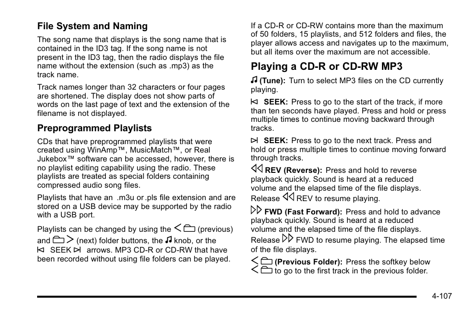 Playing a cd-r or cd-rw mp3 f | CHEVROLET 2010 Silverado User Manual | Page 327 / 626