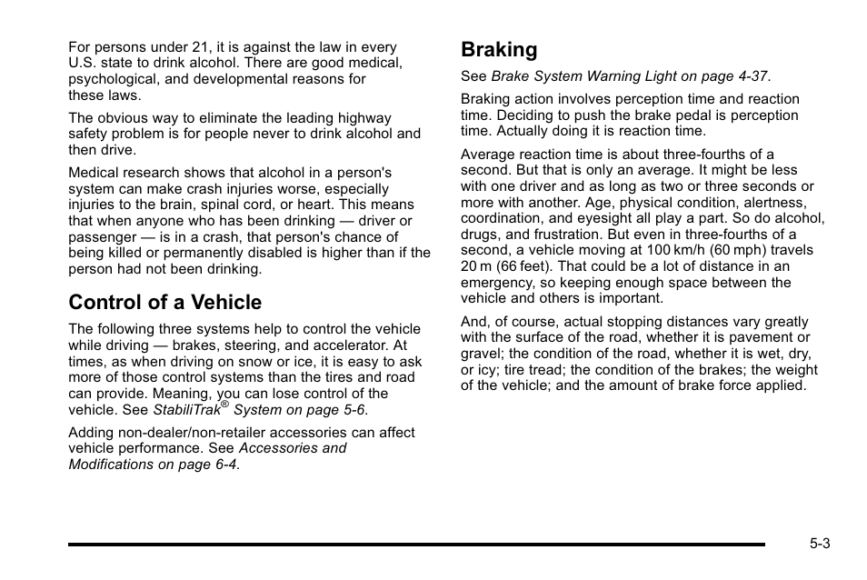 Control of a vehicle, Braking, Control of a vehicle -3 braking -3 | CHEVROLET 2010 Silverado User Manual | Page 371 / 626