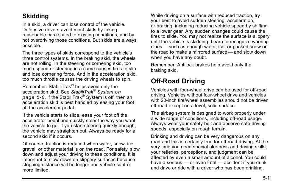 Off-road driving, Off-road driving -11, Recreational vehicle towing | Skidding | CHEVROLET 2010 Silverado User Manual | Page 379 / 626