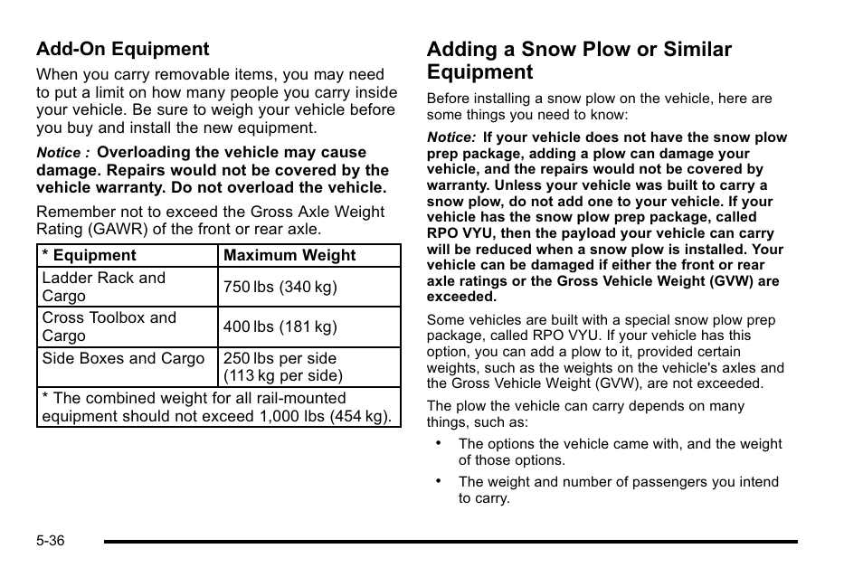 Adding a snow plow or similar equipment, Adding a snow plow or similar equipment -36, Add-on equipment | CHEVROLET 2010 Silverado User Manual | Page 404 / 626