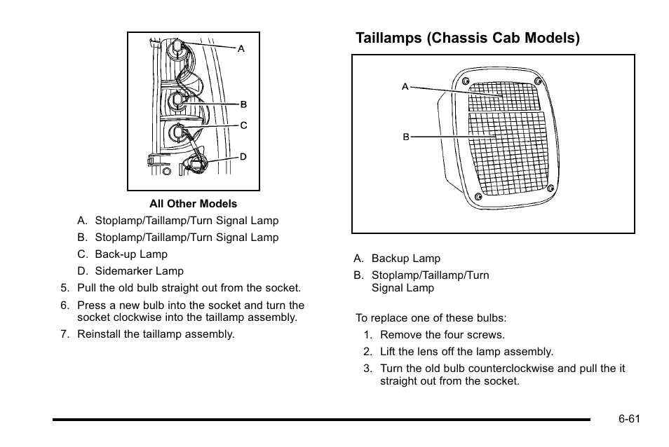 Taillamps (chassis cab models) | CHEVROLET 2010 Silverado User Manual | Page 505 / 626