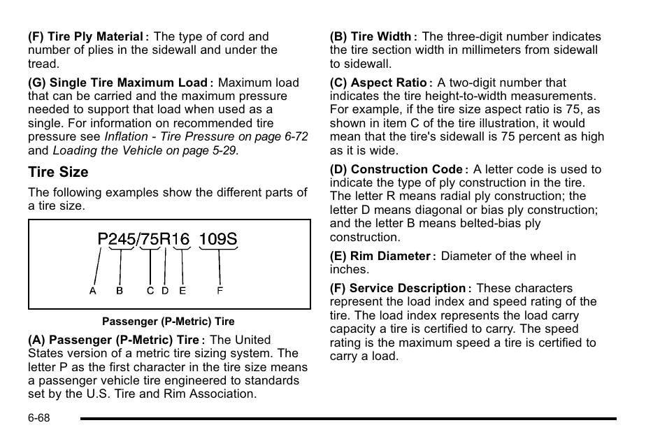 Tire size | CHEVROLET 2010 Silverado User Manual | Page 512 / 626