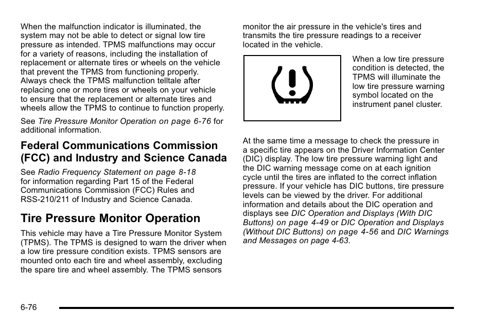 Tire pressure monitor operation, Tire pressure monitor operation -76 | CHEVROLET 2010 Silverado User Manual | Page 520 / 626