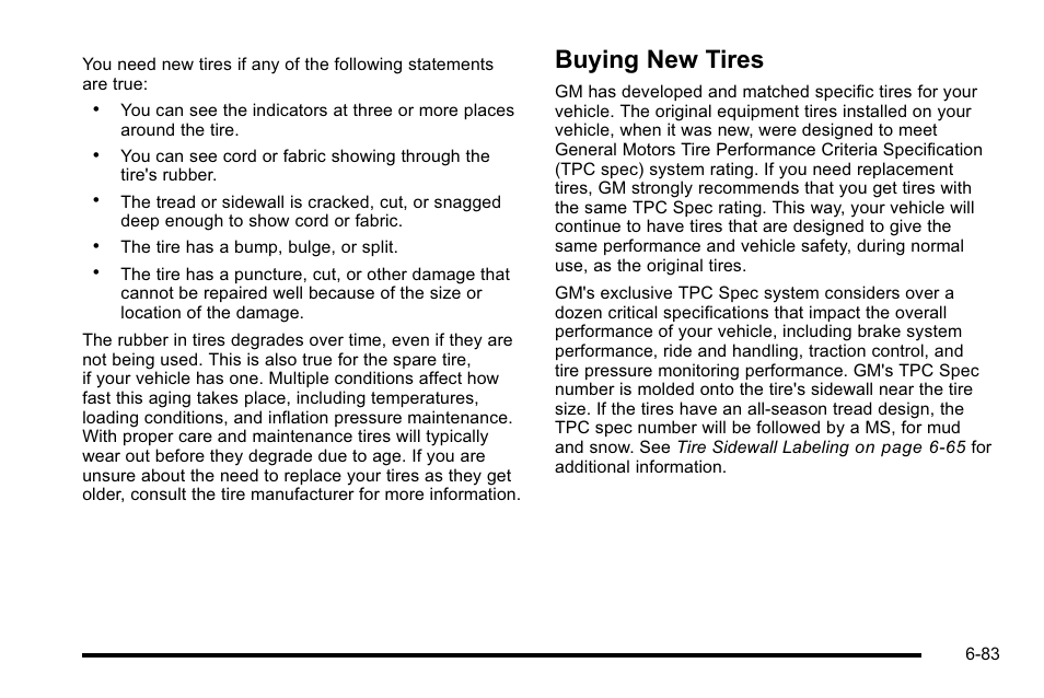 Buying new tires, Buying new tires -83 | CHEVROLET 2010 Silverado User Manual | Page 527 / 626