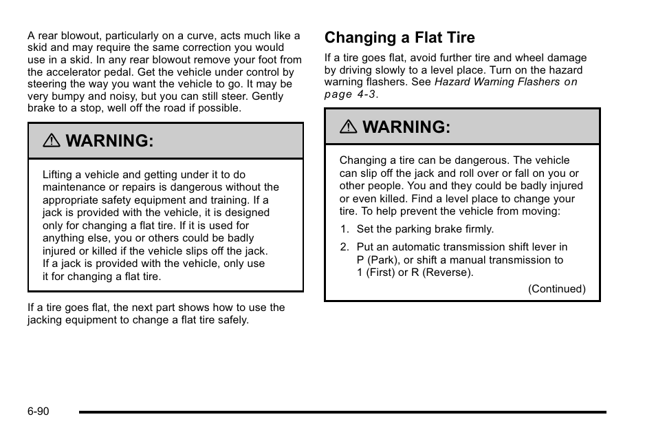 Changing a flat tire, Changing a flat tire -90, Warning | CHEVROLET 2010 Silverado User Manual | Page 534 / 626