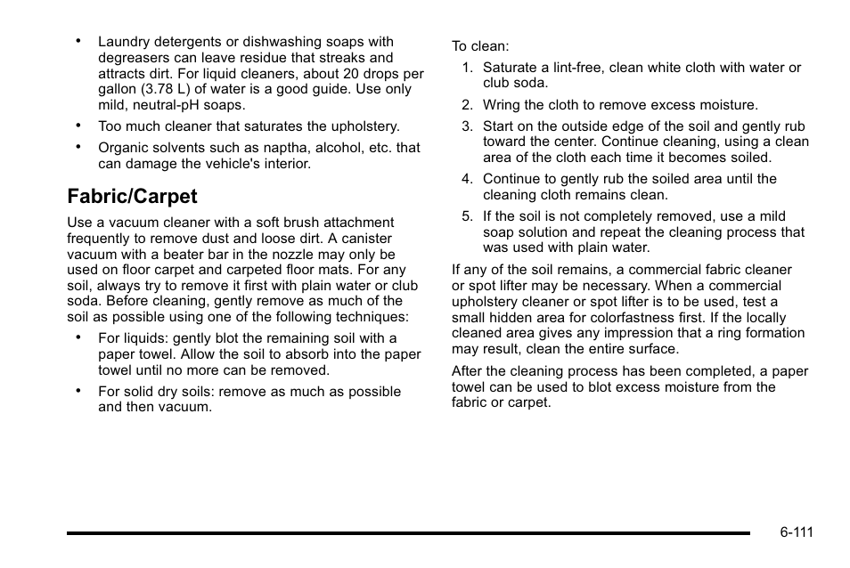 Fabric/carpet, Fabric/carpet -111 | CHEVROLET 2010 Silverado User Manual | Page 555 / 626