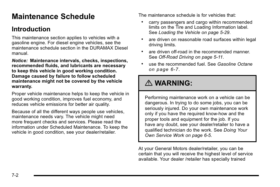 Maintenance schedule, Introduction, Maintenance schedule -2 | Introduction -2, Warning | CHEVROLET 2010 Silverado User Manual | Page 574 / 626