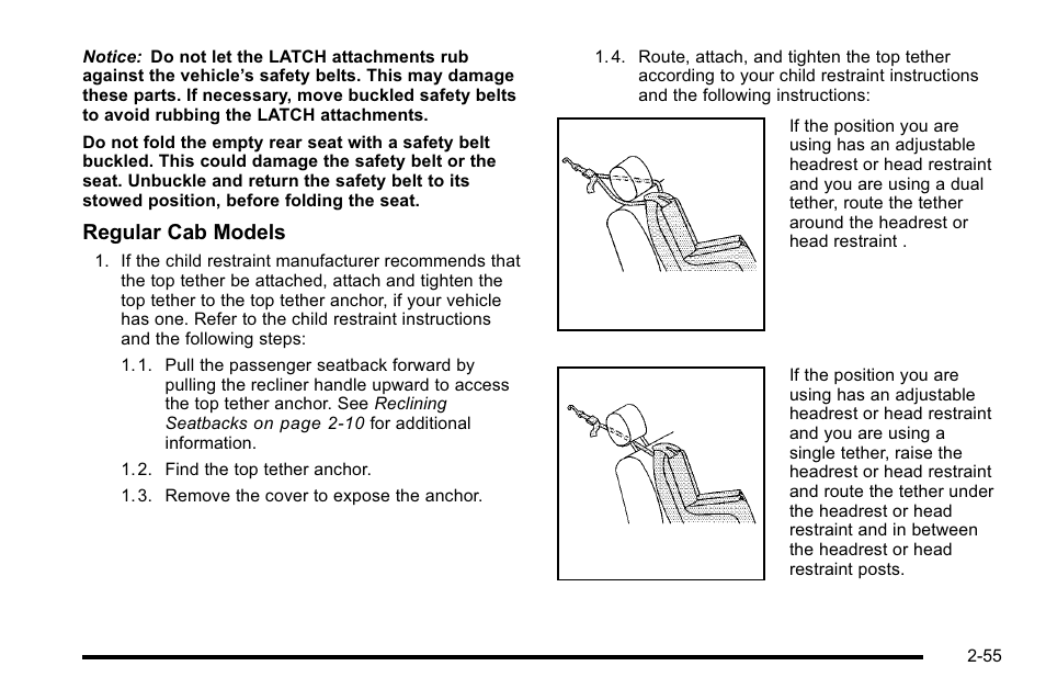 Regular cab models | CHEVROLET 2010 Silverado User Manual | Page 97 / 626