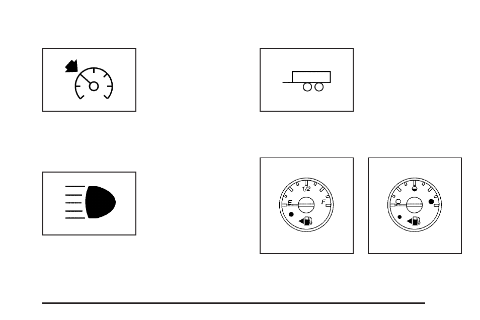 Cruise control light, Highbeam on light, Tow/haul mode light | Fuel gage | CHEVROLET 2010 Express User Manual | Page 185 / 440
