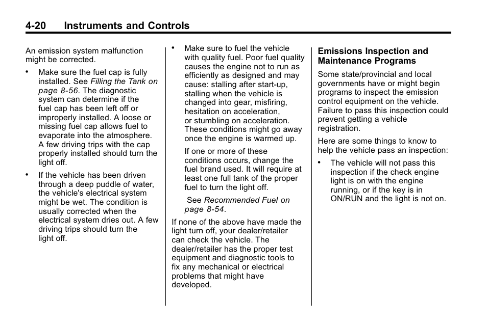 20 instruments and controls | CHEVROLET 2010 Equinox User Manual | Page 112 / 410