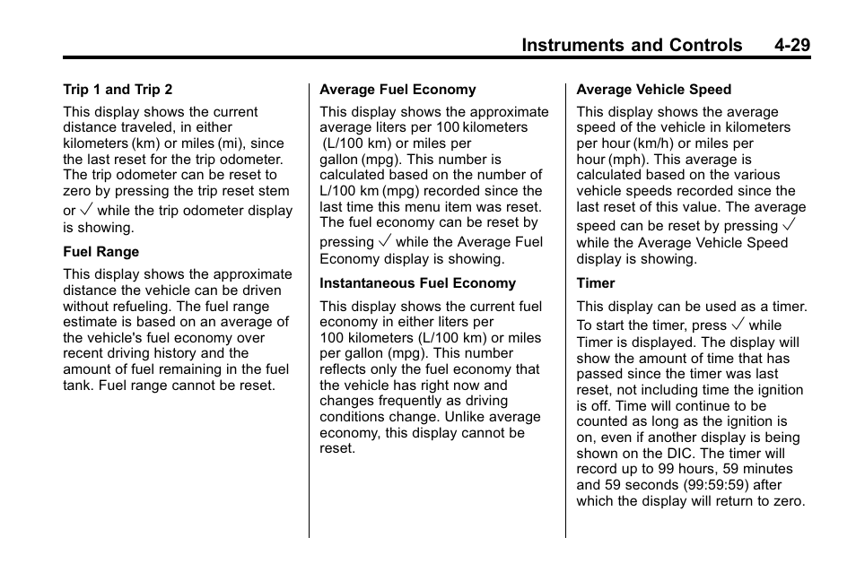 Instruments and controls 4-29 | CHEVROLET 2010 Equinox User Manual | Page 121 / 410