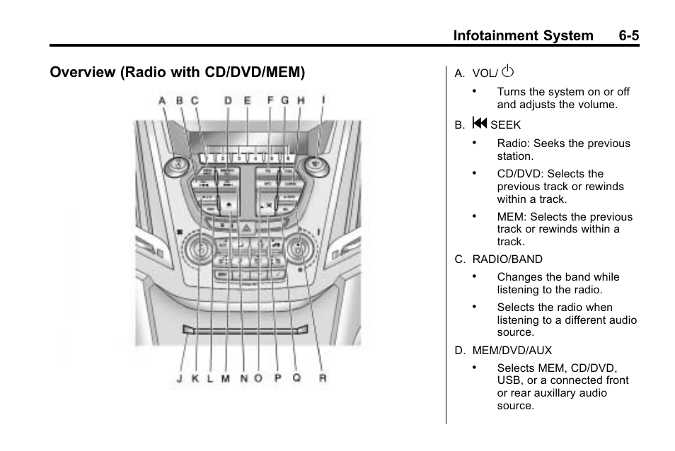 Overview (radio with cd/dvd/mem), Overview (radio with, Cd/dvd/mem) -5 | Infotainment system 6-5 | CHEVROLET 2010 Equinox User Manual | Page 147 / 410