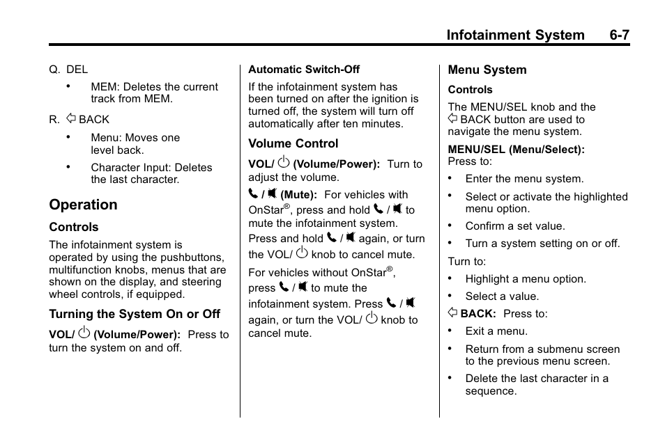 Operation, Operation -7, Rse) system | Infotainment system 6-7 | CHEVROLET 2010 Equinox User Manual | Page 149 / 410