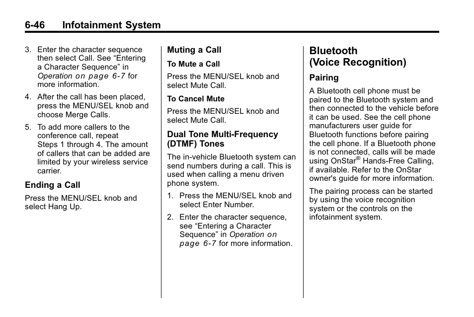 Bluetooth (voice recognition), Bluetooth (voice, Recognition) -46 | Road while driving, do the, 46 infotainment system | CHEVROLET 2010 Equinox User Manual | Page 188 / 410