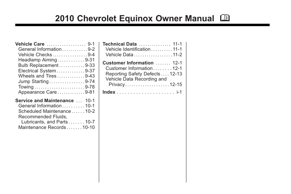 2010 chevrolet equinox owner manual m | CHEVROLET 2010 Equinox User Manual | Page 2 / 410