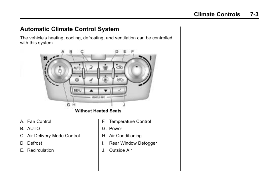 Automatic climate control system, Automatic climate control, System -3 | Climate controls 7-3 | CHEVROLET 2010 Equinox User Manual | Page 211 / 410