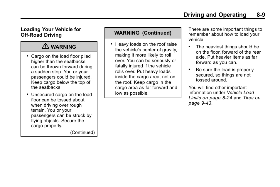 Driving and operating 8-9 | CHEVROLET 2010 Equinox User Manual | Page 223 / 410